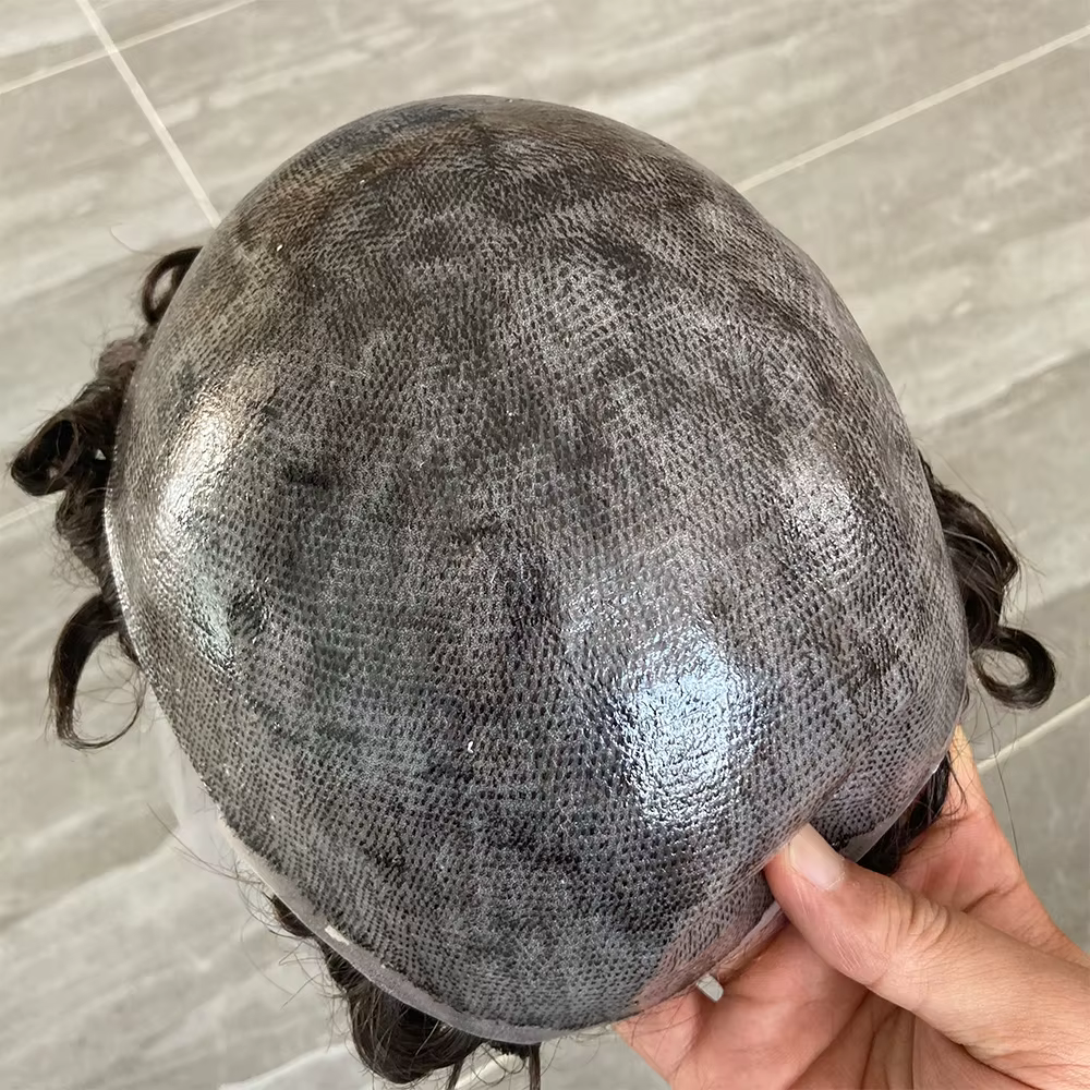 Toupet pour hommes, Base entièrement managable, super durable, naissance des cheveux naturelle boucl