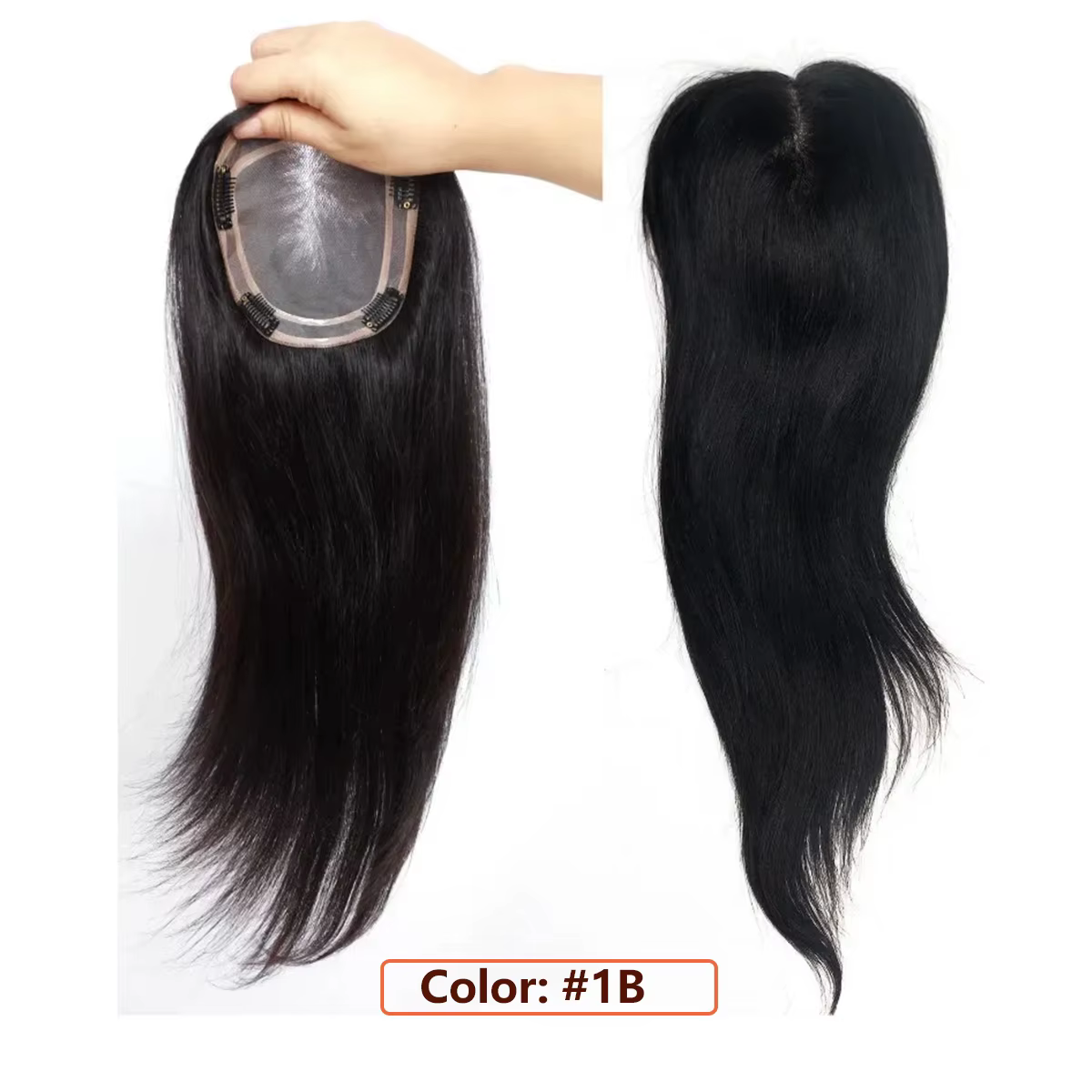 100% vrais cheveux humains Toppers pour femmes pince dans les postiches respirant 5 "x 6" grande Bas