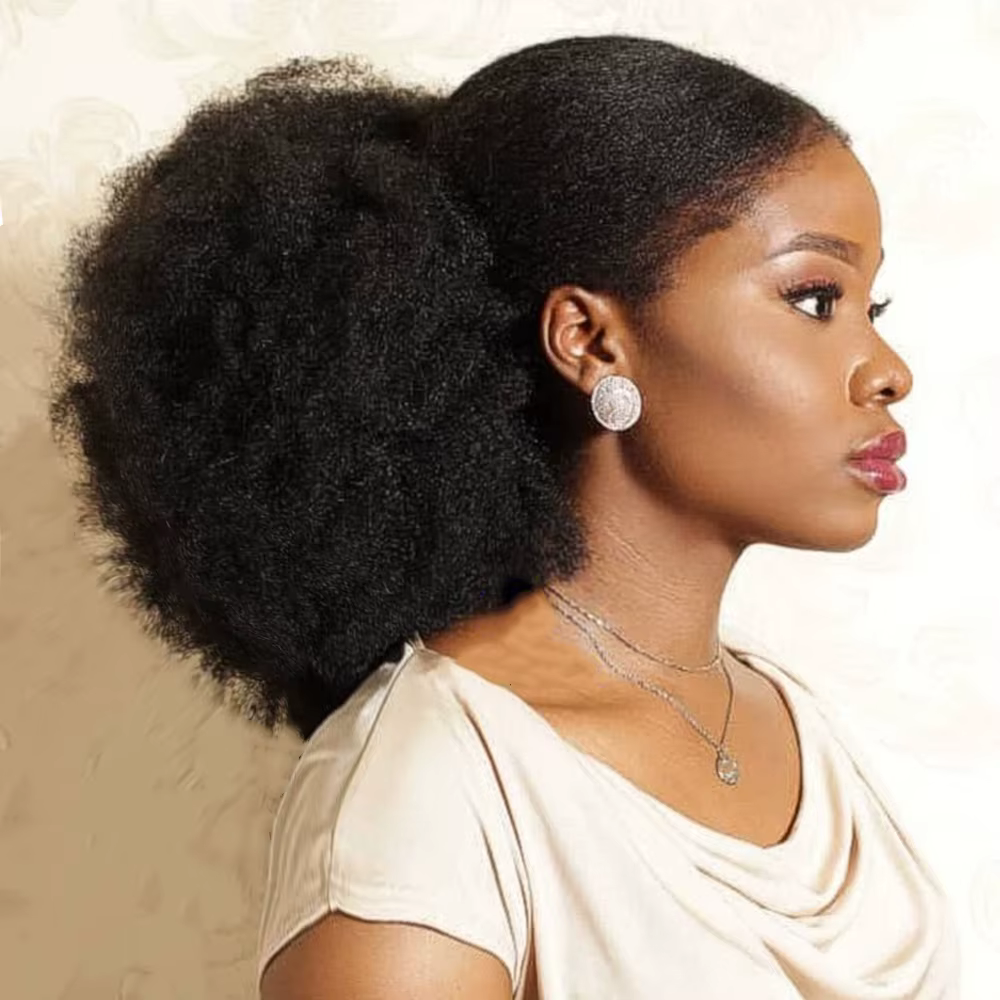 Chignon Afro en Cheveux Humains Crépus et Bouclés, Tresse Brésilienne Naturelle, de 10 à 12 ans, ave
