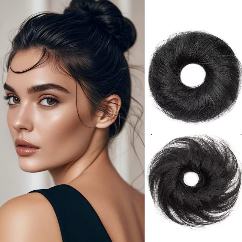 Chignon de cheveux humains Scrunchie postiche Updo Chignon chouchous Updos Donut Chignon 100% Extens