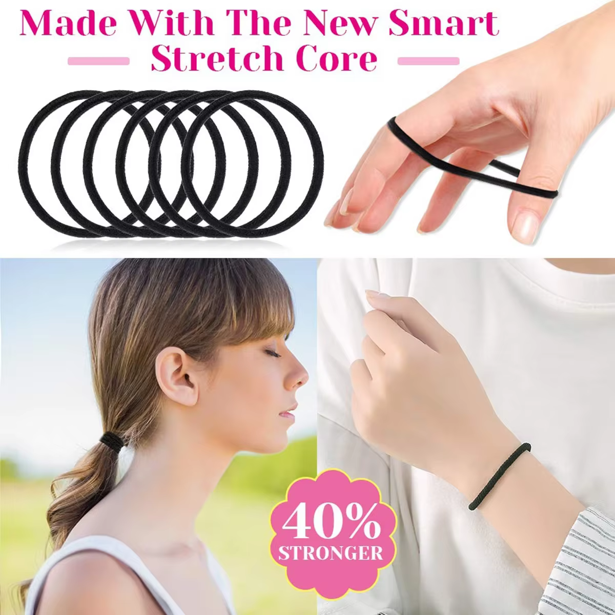98/200 pièces élastiques noirs petits attaches de cheveux élastiques petits bandes de caoutchouc de 