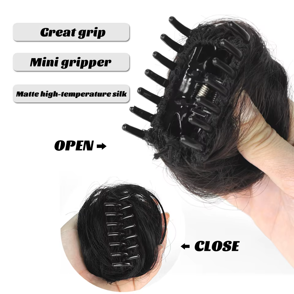 LM – Chignon synthétique bouclé pour femmes, postiche à griffes ombrées, chignons en désordre, pince