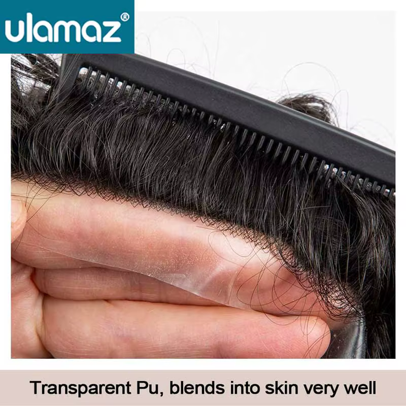 Australie toupet cheveux hommes système de cheveux bouclés pour hommes Pu peau dentelle hommes perru