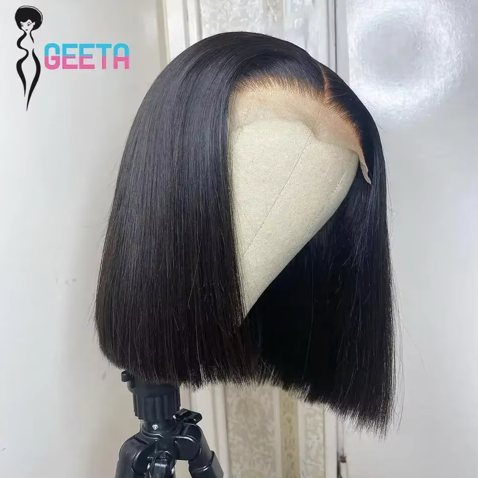 Perruque Bob courte transparente dentelle frontale perruques cheveux humains 100% droite Bob perruqu