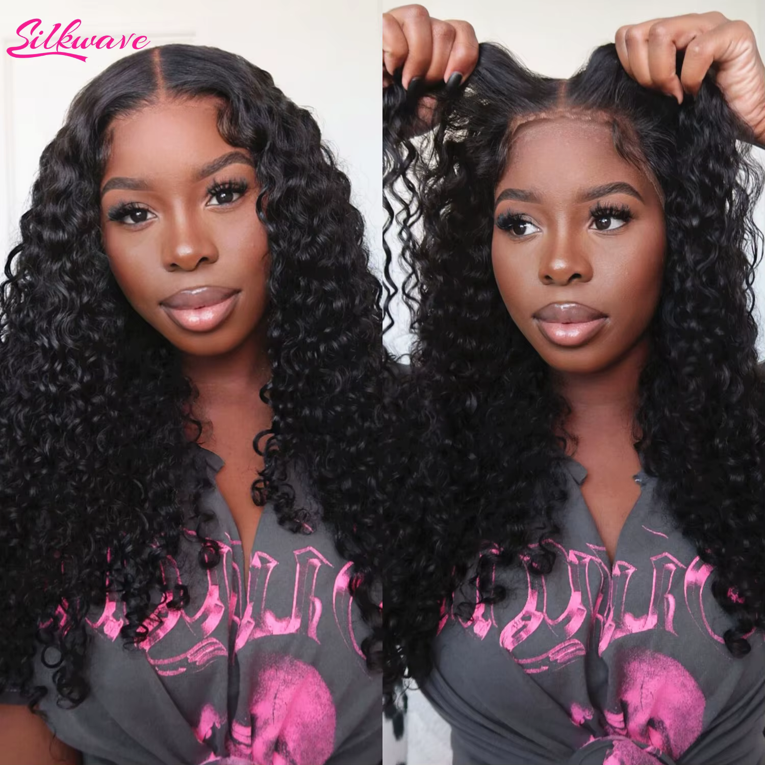 Wear Go – perruque Lace Closure Wig Deep Wave 4x4 5x5 HD, avec naissance des cheveux pré-épilée, bou