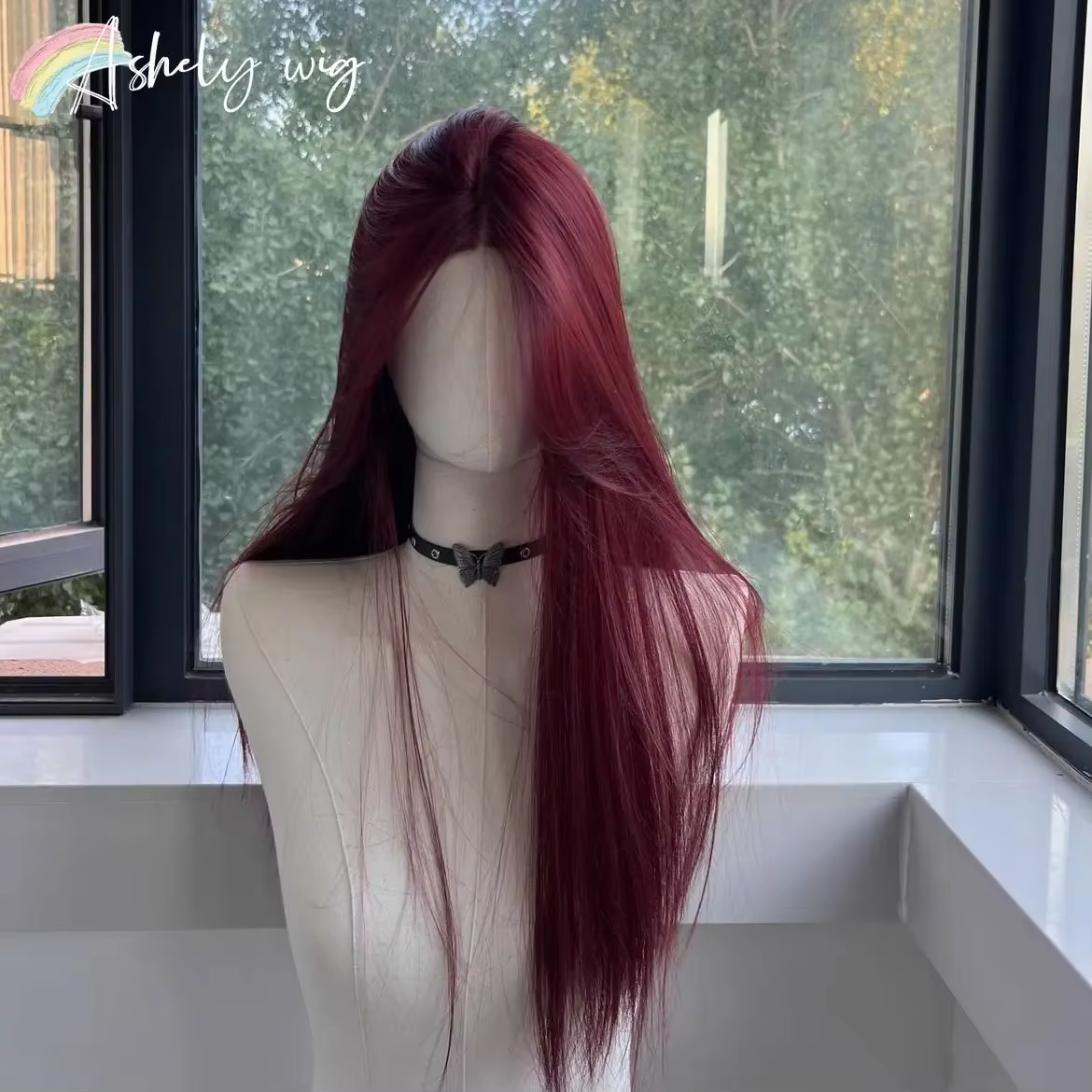 Perruque noire pour femmes, cheveux longs et lisses, bandeau, perruque Lace Front Wig, tempérament C