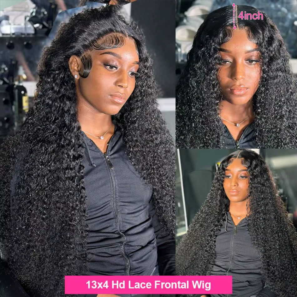 Perruque Lace Frontal Wig brésilienne naturelle bouclée, cheveux humains, Loose Deep Wave, 13x6, 13x