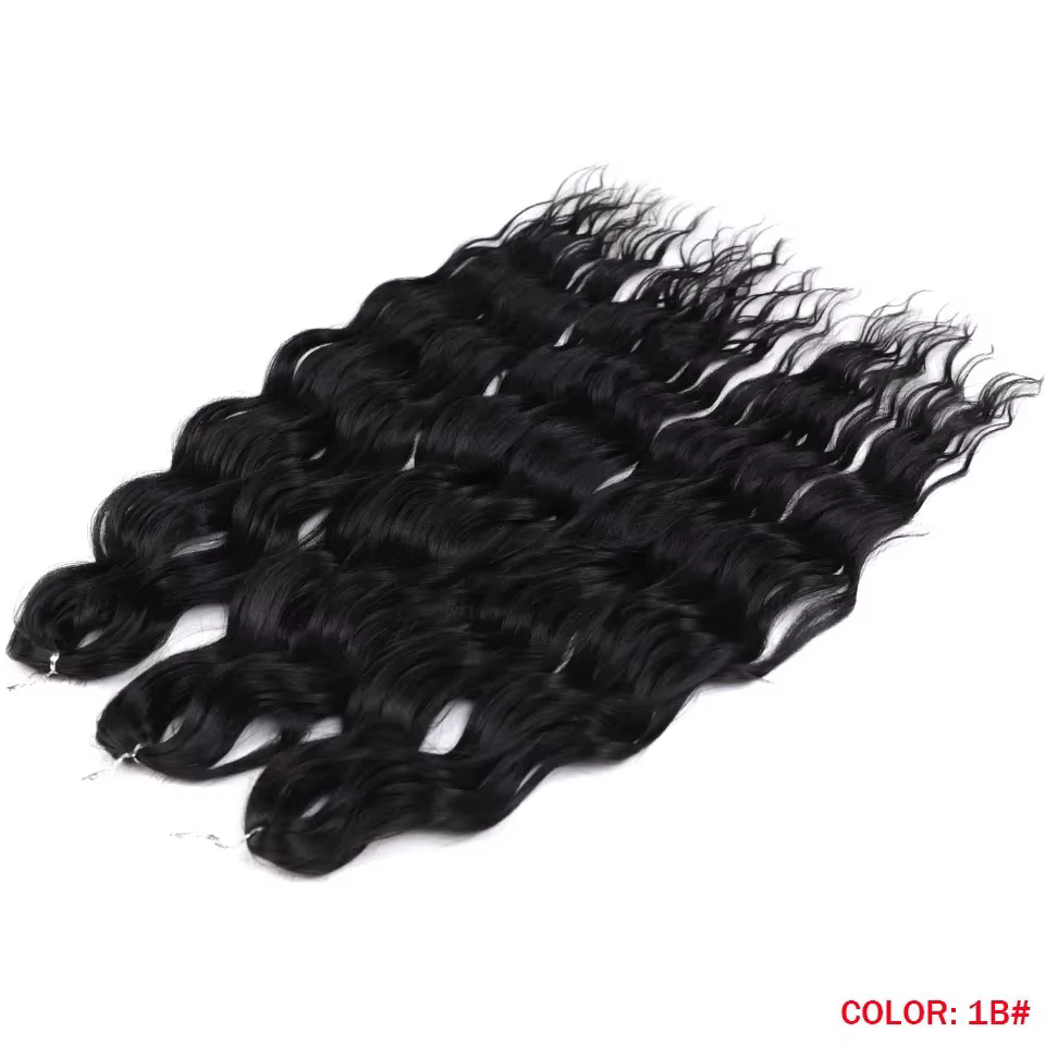Extensions capillaires synthétiques Deep Wave 24 pouces-Noble, mèches tressées ondulées, cheveux bou