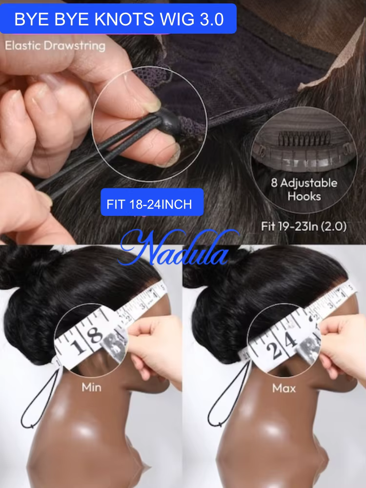 Nadula cordon Yaki droite sans colle perruque cheveux humains 7x5 Bye Bye noeuds Gueless perruque ch