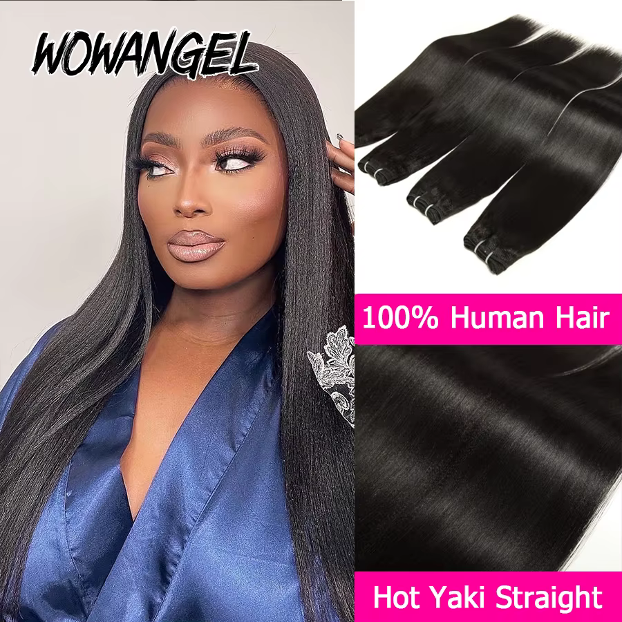 Yaki cheveux humains droits paquets couleur naturelle coudre en tisse 28 30 32 pouces léger Yaki paq