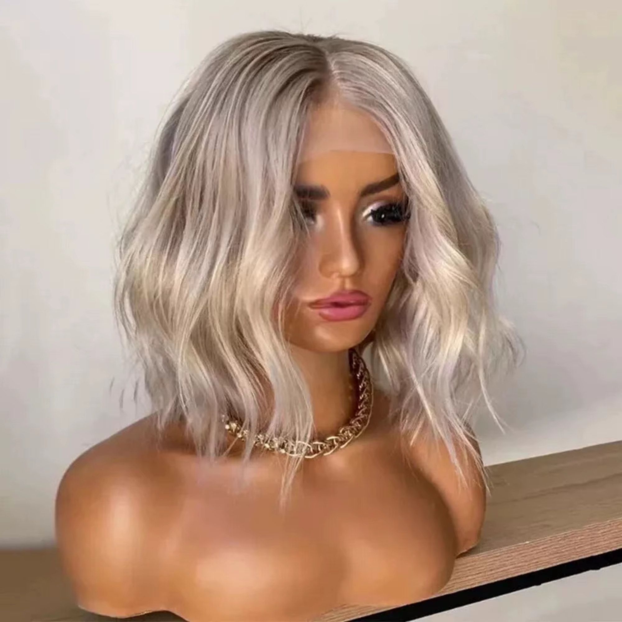 Perruque blonde grise, naissance des cheveux peplucked, 13x4, haute définition, pour femmes, racines