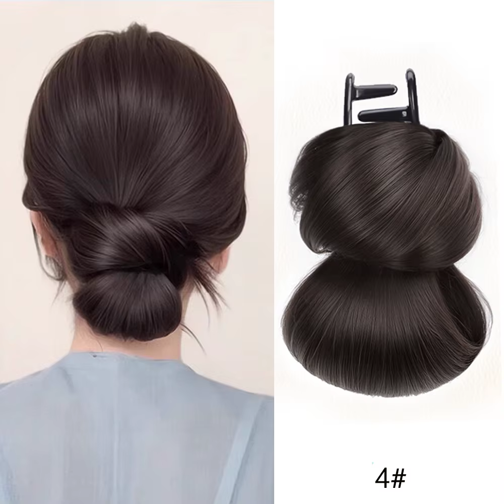 Nouvelle pince à cheveux synthétique en forme de nœud, chignon moelleux, postiche brun-noir, accesso