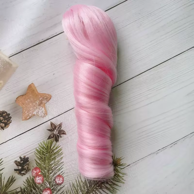 Extensions de cheveux synthétiques de 20 cm, perruque pour poupée, style à clipser, longue queue de 