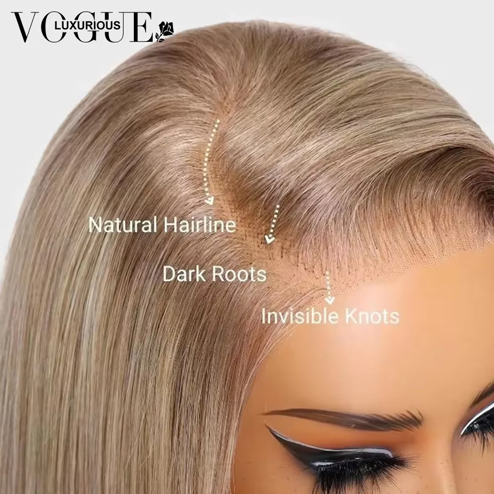 LUX VOGUE – perruque Bob brésilienne naturelle, cheveux courts, blond cendré, densité 180%, pre-pluc