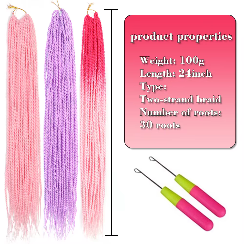 Cheveux torsadés sénégalais tressés au Crochet, 24 pouces, dreadlocks synthétiques, tresses au Croch