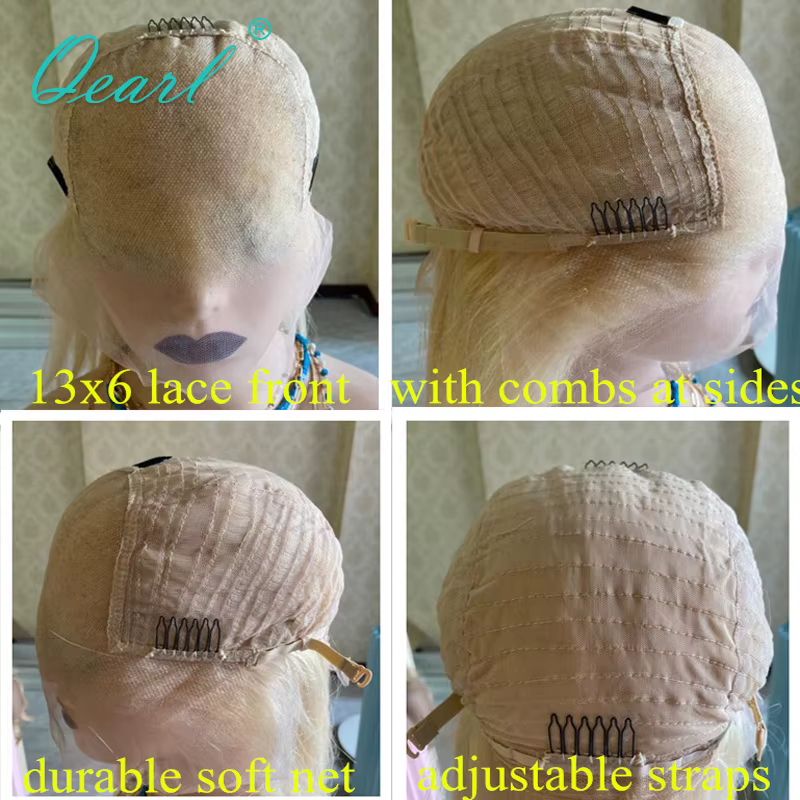 Qearl-Perruque de Cheveux Humains Naturels, Brun Clair, Mèches Blondes Agaçantes, Full Lace, Ultravi