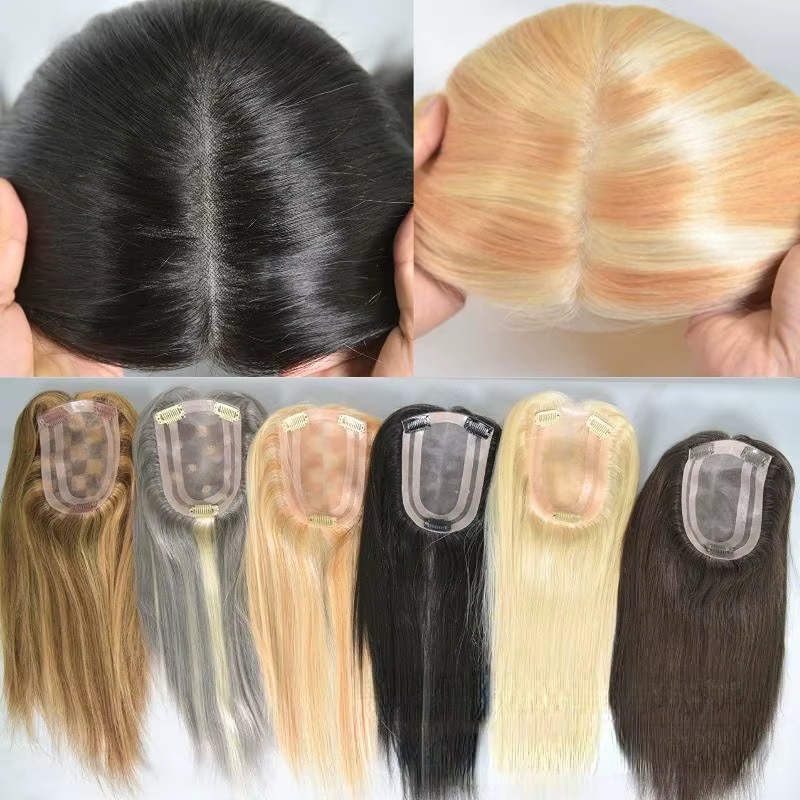 Topper 100% cheveux humains pour femmes, Base Mono Pu, 4x6 pouces, 14 pouces, partie centrale, Durab