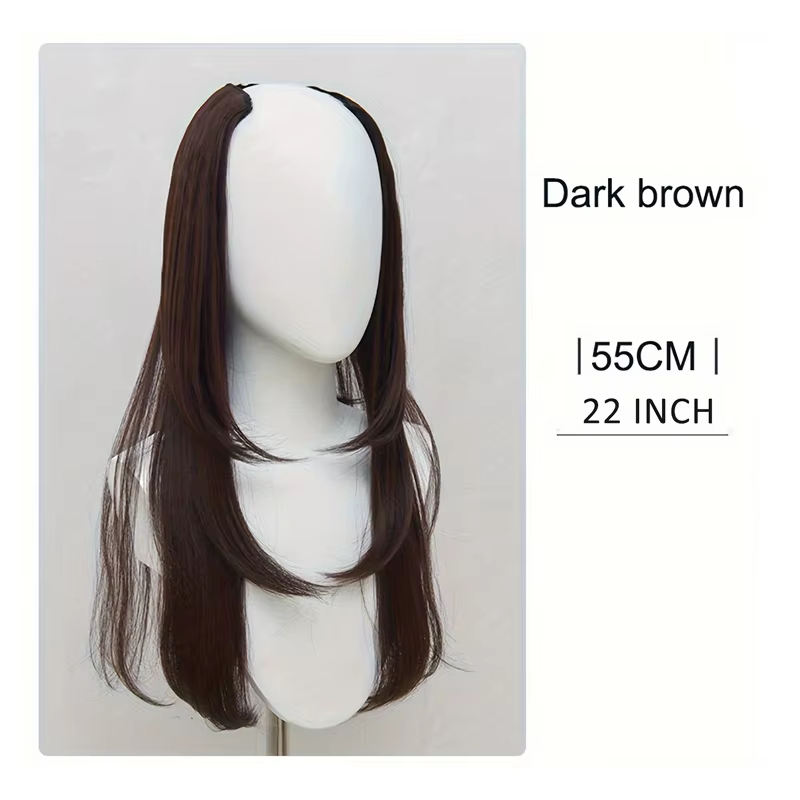 H & STAR-Extensions de cheveux synthétiques en forme de V, 22 pouces, bien mélangés, longs, raides,