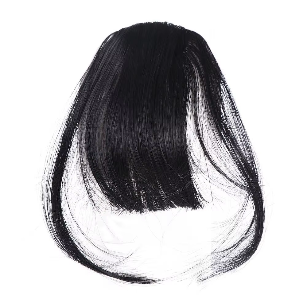 Perruque synthétique avec frange émoussée pour femme, faux postiche, frange noire naturelle, extensi