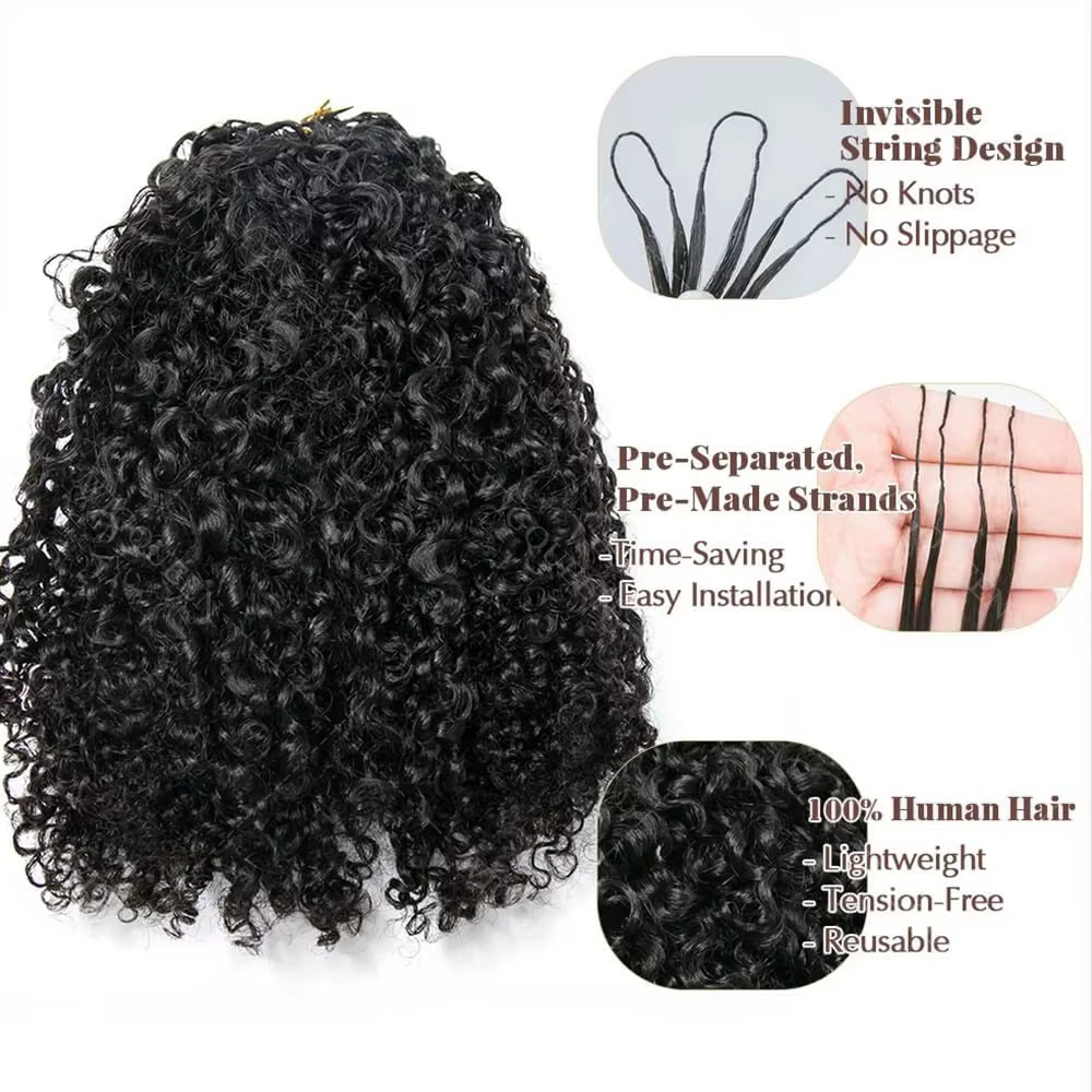 Miracle Knots Afro Kinky Curly Crochet Human Hair Small Spirals Curly Human Crochet Hair For Braid R
