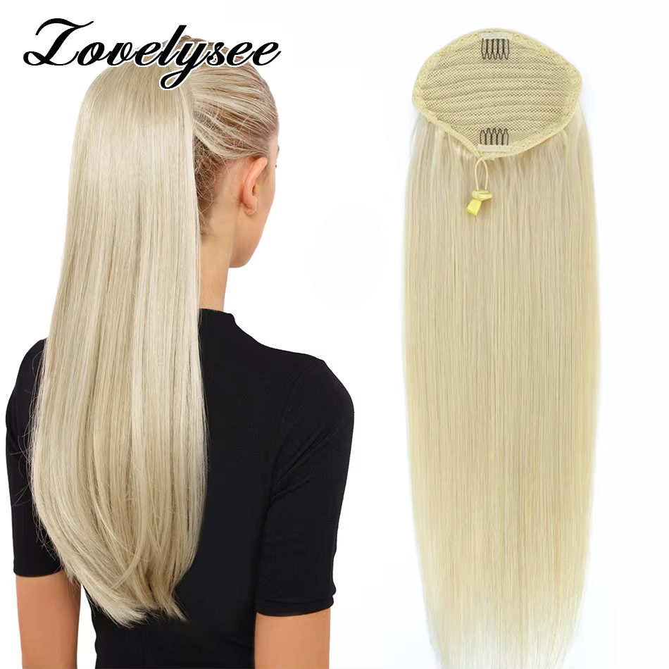 Cordon queue de cheval Extensions de cheveux humains 120G 160G droite Remy cheveux humains Blonde qu