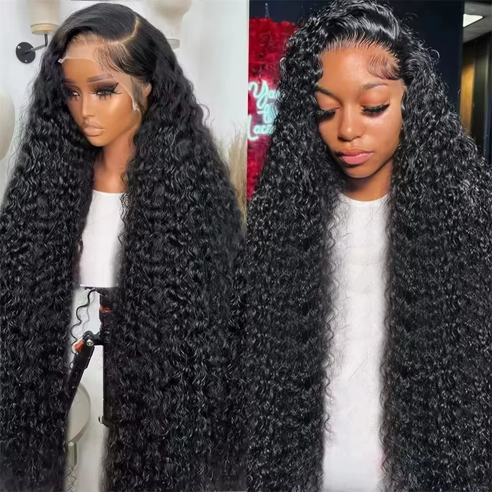 Perruque Lace Frontal Wig naturelle ondulée, couleur naturelle, 46 pouces, 13x6 HD, naissance des ch