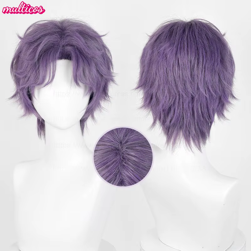 Perruque de Cosplay Rafayel Love And Deepspace, cheveux synthétiques mixtes violets résistants à la 