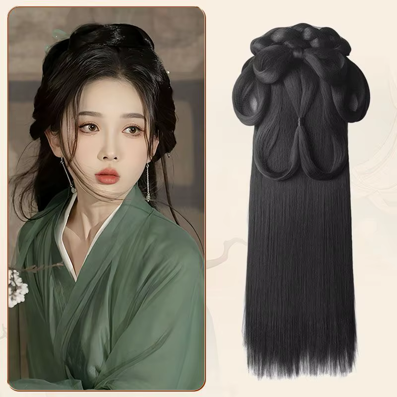 Perruque de prairie chinoise pour femmes, accessoires de cheveux Hanfu, style Wei Jin, chignon de gu