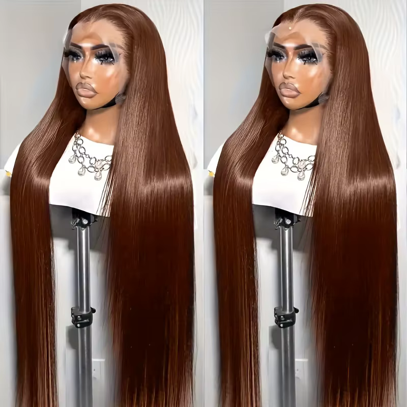 34 Inch #4 Chocolate Brown Straight Lace Front Wigs 13x6 HD Lace Frontal Wig 13x4 Pre Plucked Brazil