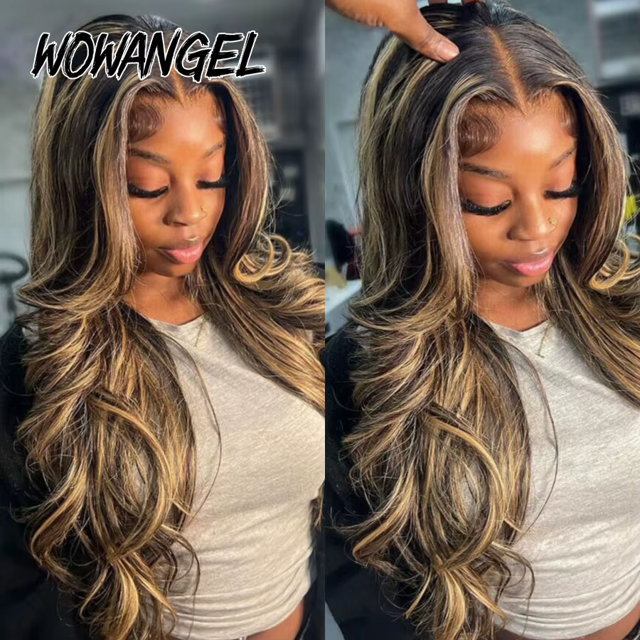 Wow Angel-Perruques Body Wave en surbrillance, Perruque à fermeture en dentelle HD, Blond miel, Perr