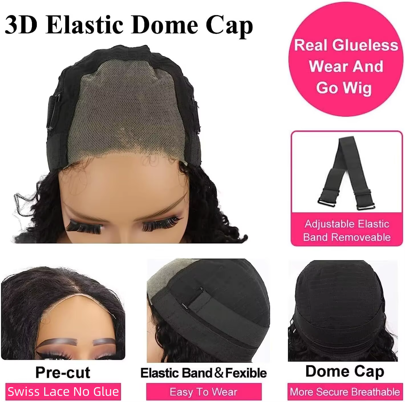 Wear And Go – perruque Lace Closure Wig brésilienne sans colle, cheveux lisses, pre-plucked, 4x4, pr
