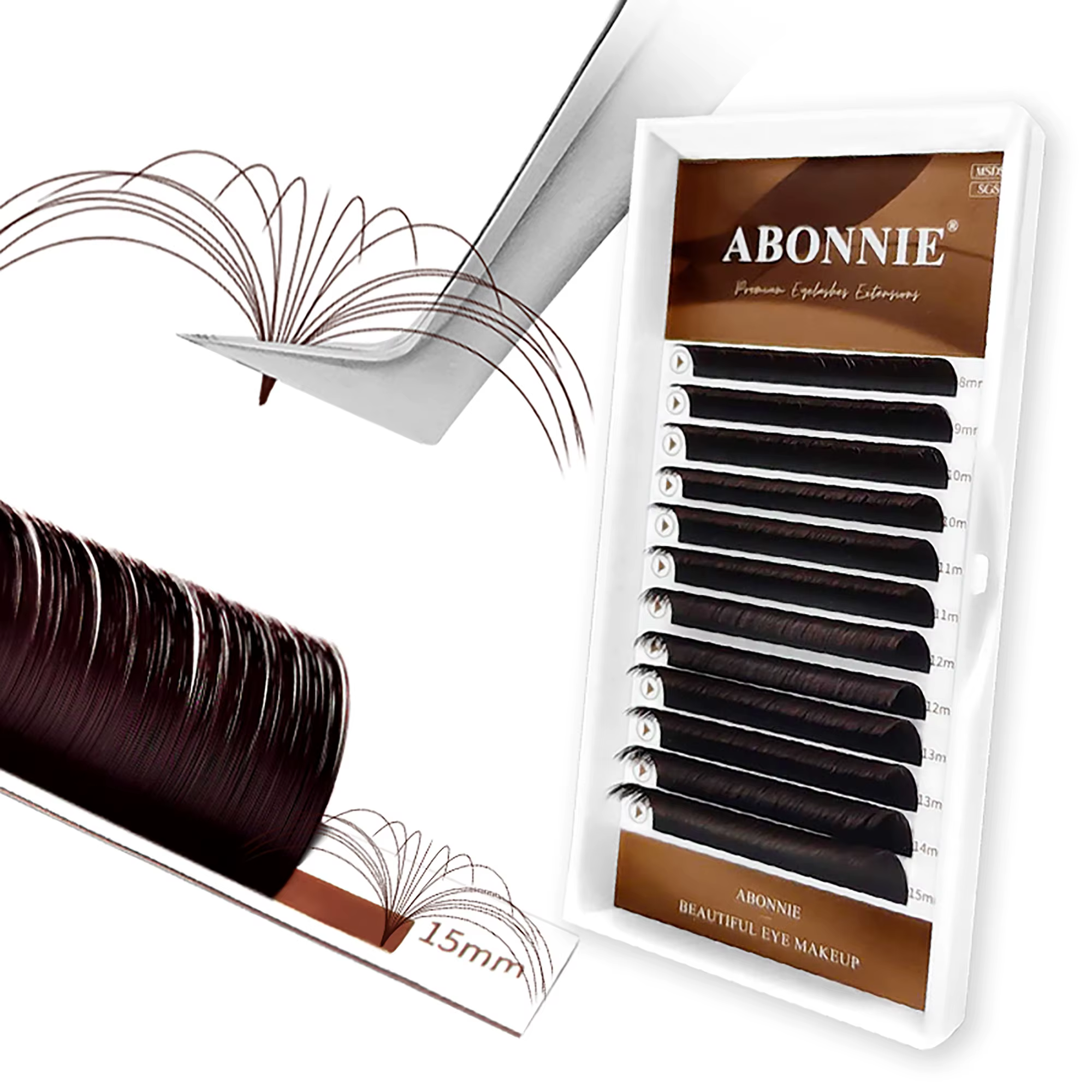 ABONNIE-Extensions de Cils en Cachemire, Chocolat, Brun, Facile à Faire à la Main