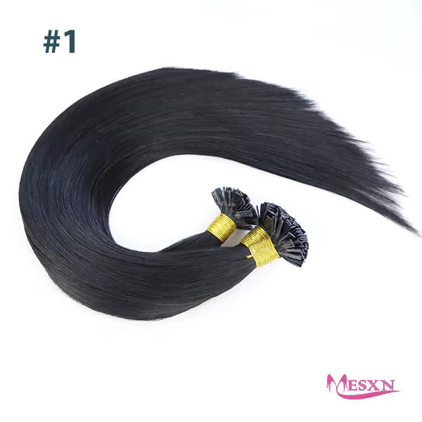 MESXN Extensions de cheveux à pointe plate de haute qualité 100% Extensions de cheveux de Fusion vra