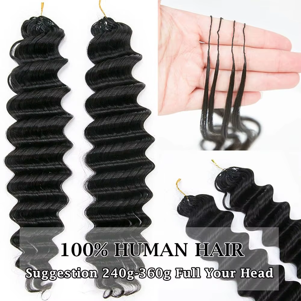 Extensions de cheveux au Crochet pré-séparées sans nœuds, Extensions de cheveux en plumes, ligne de