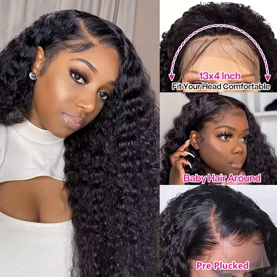 36Inch Curly HD Lace Front Wig 13x4 13x6 HD Lace Frontal Human Hair Deep Water Wave Wig For Women Pr