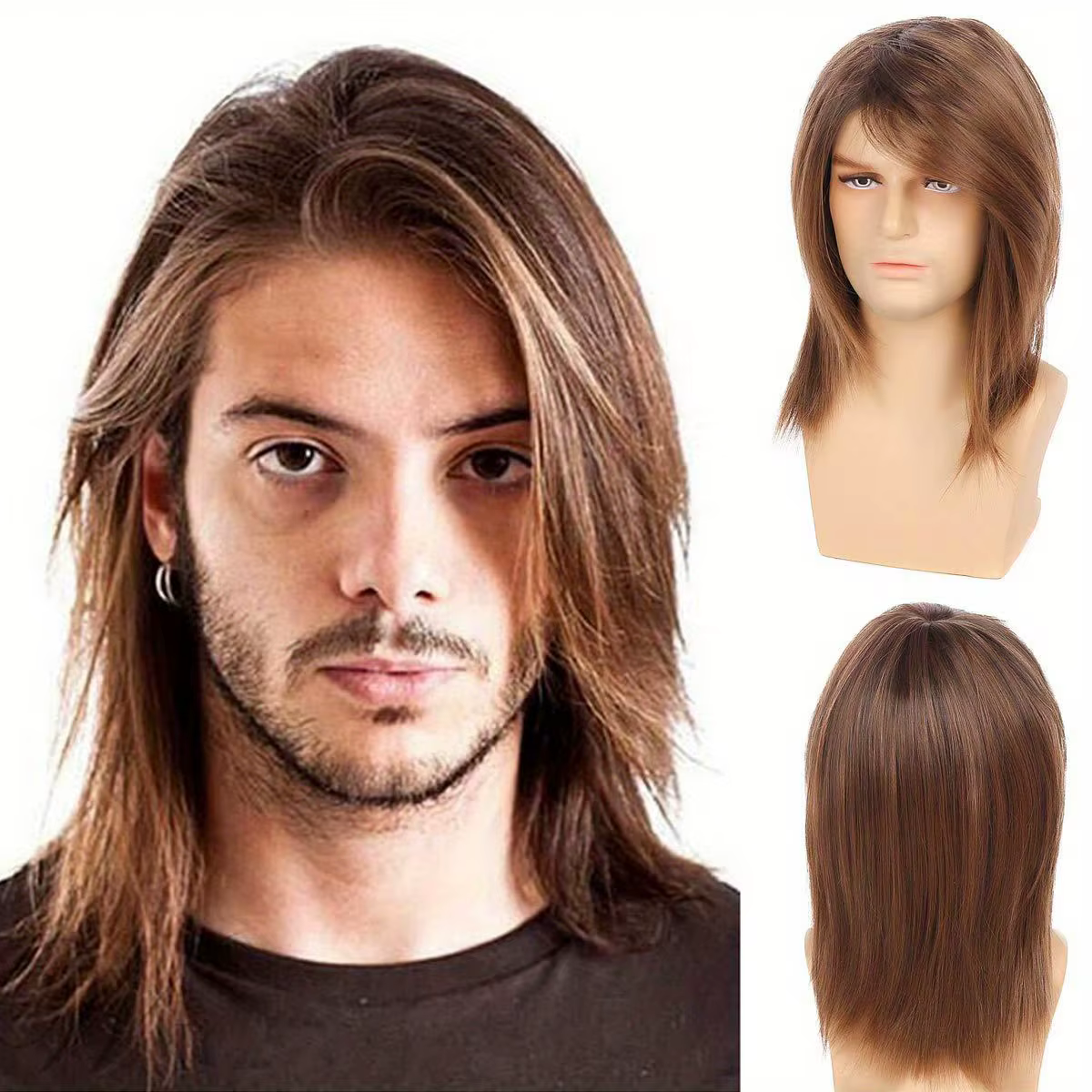 Perruques synthétiques pour hommes chauds, perruque courte en lin couleur or pour hommes, perruque d