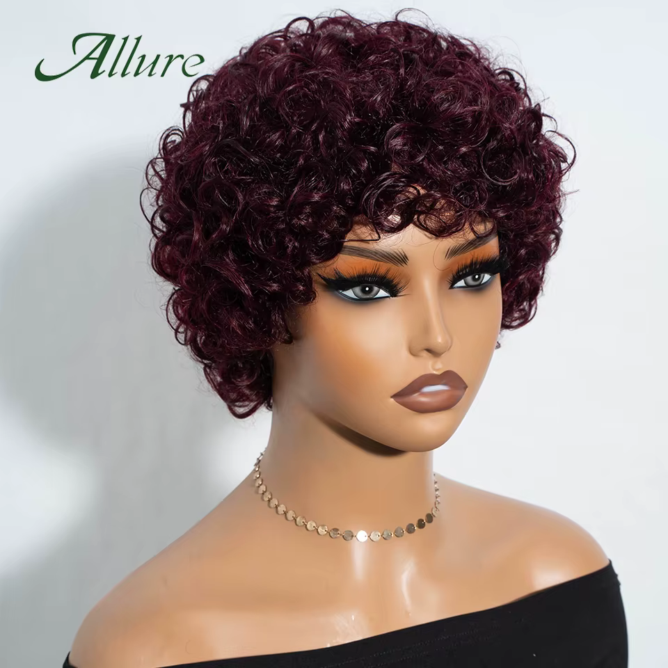 Perruques en cheveux humains Jerry Curly pour femmes noires, perruque courte pixie afro bouclée de 1