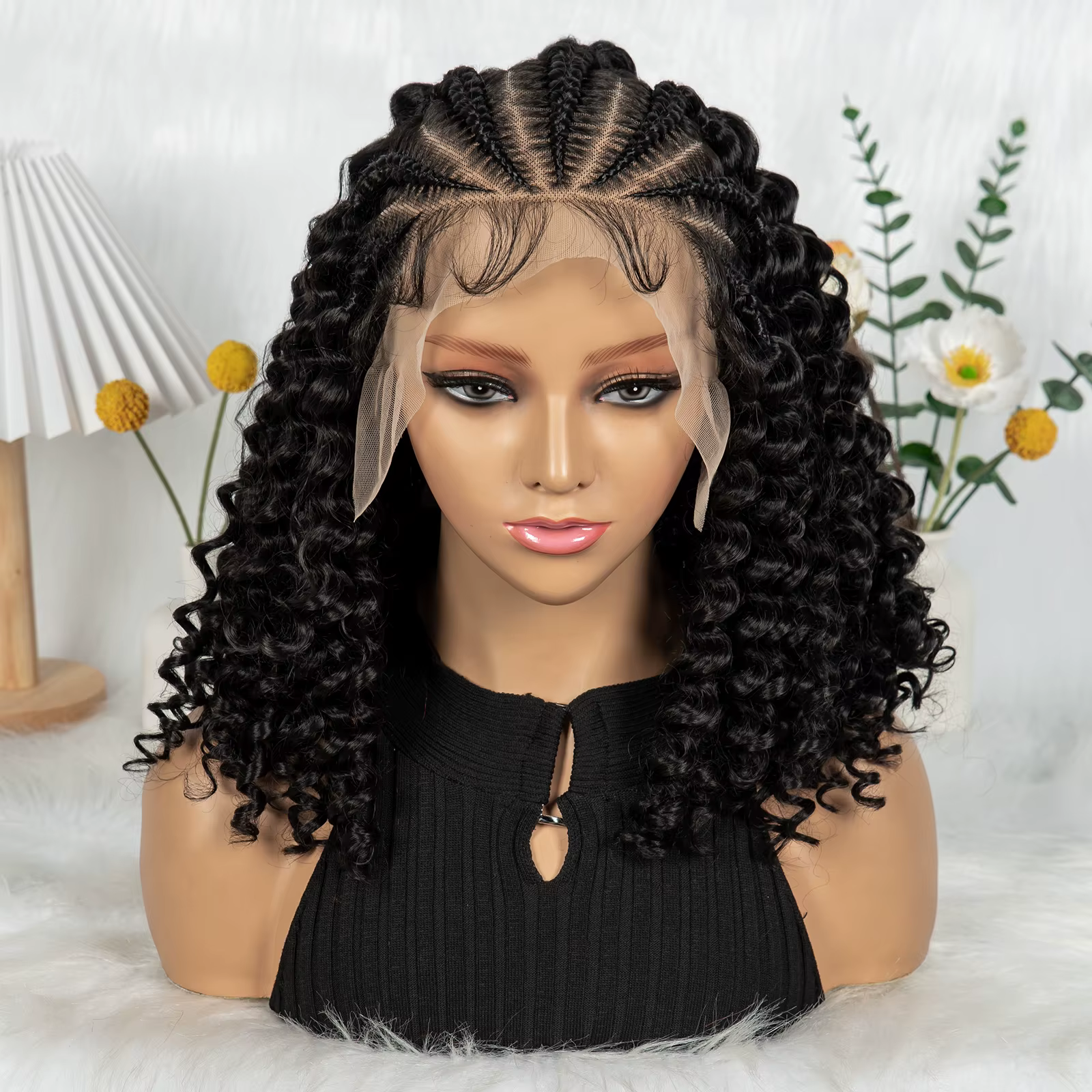 KIMA nouveau Style perruque tressée avec vague d'eau 13x6 dentelle Cornrow perruque partiition conce