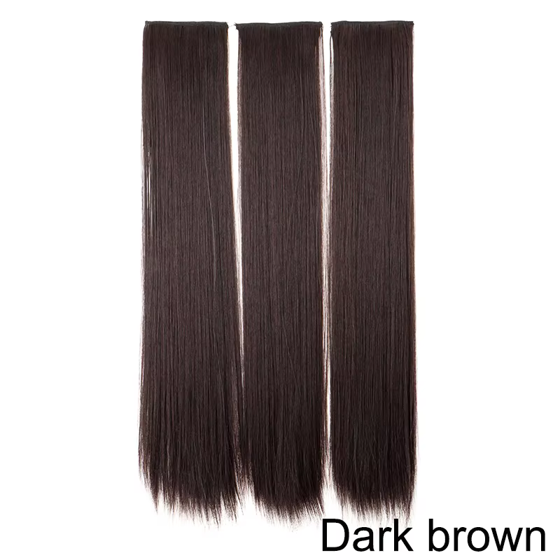 Extension capillaire synthétique longue et lisse de 24 pouces, 3 pièces/ensemble, accessoires capill