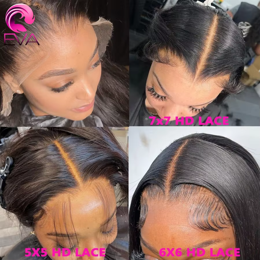 Eva Hair 100% réel HD fermeture perruque 5x5 6x6 7x7 HD dentelle fermeture perruques sans colle perr