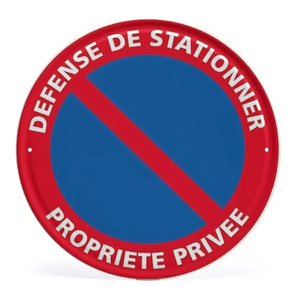 Ensemble de panneaux métalliques ronds en étain pour interdiction de stationnement et propriétés pri