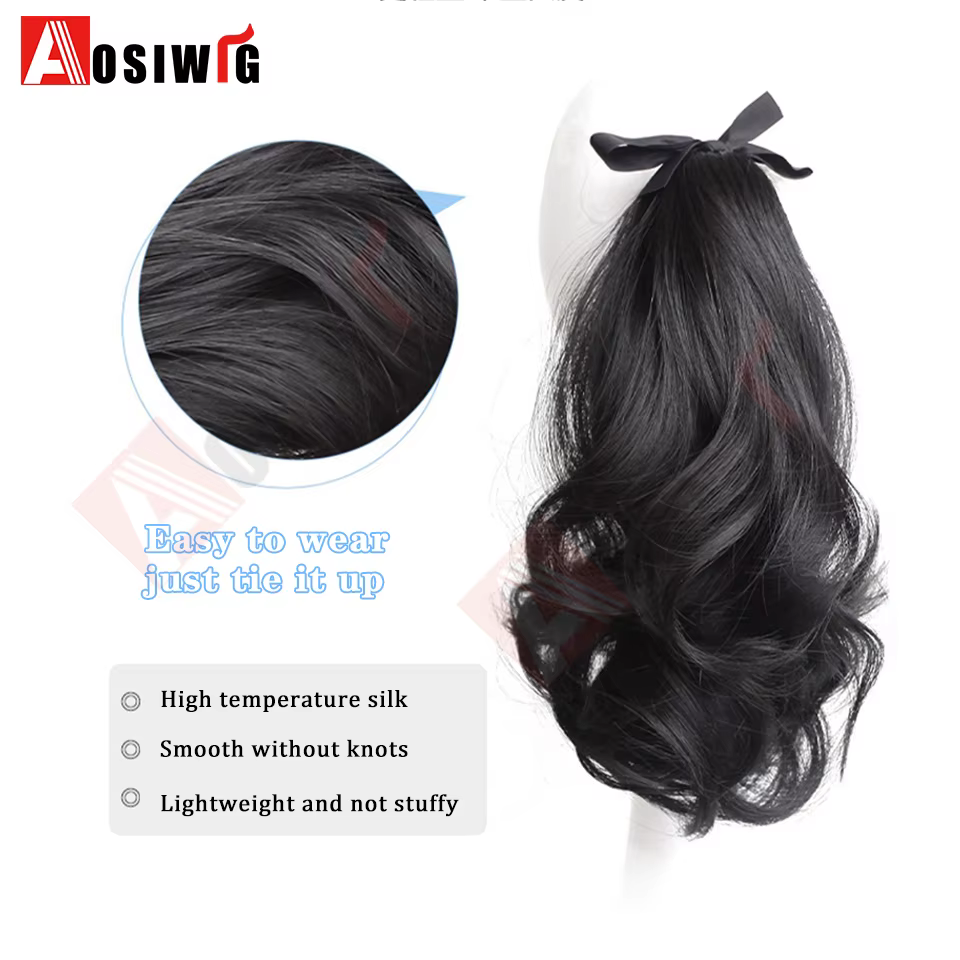 AOSI synthétique vague courte queue de cheval Extensions de cheveux cordon attaché à la queue de che