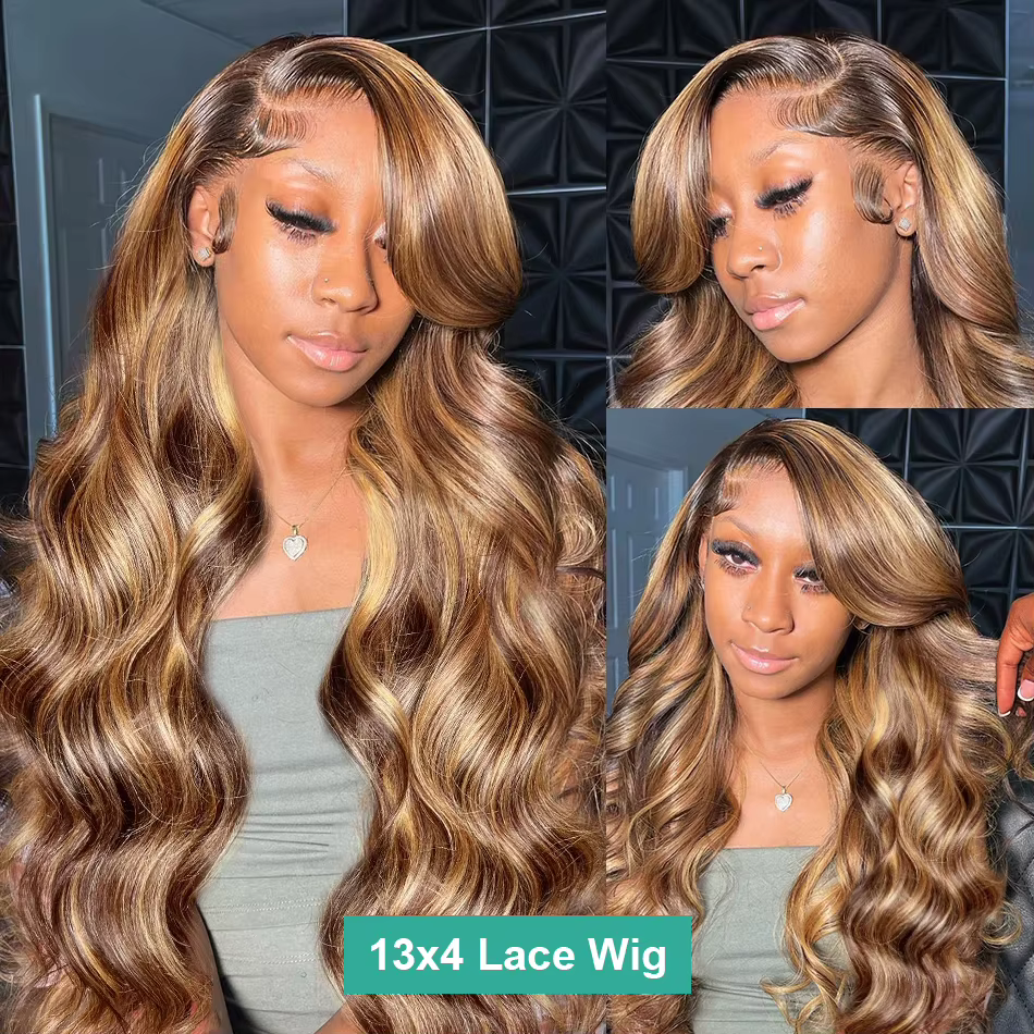 Perruque frontale HD 13x4 13x6 en cheveux humains brésiliens pour femmes, 30 pouces, blond ombré, on