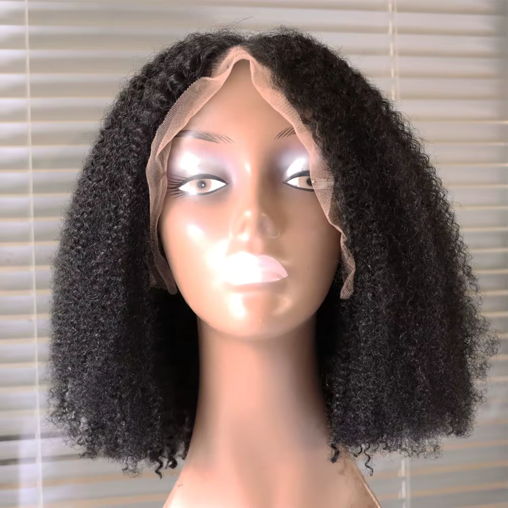 Aliexpress-Perruque de cheveux humains Remy Afro Kinky Curly Style, 100% cheveux humains vierges, pe