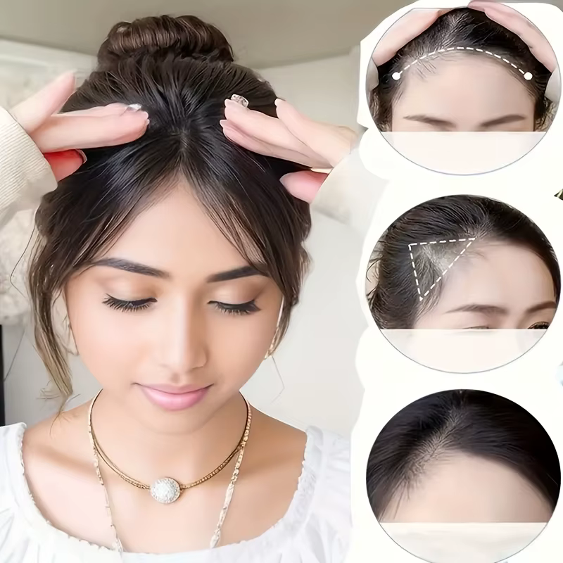 Frange de cheveux synthétiques pour femmes, pour perruque ehead, frange octogonale naturelle, 8 pouc