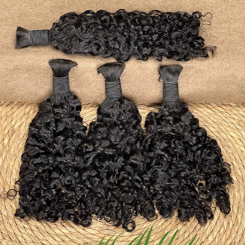 Bullet de cheveux bouclés birmans pour tresser 100% cheveux humains sans extension de trame 100 gram
