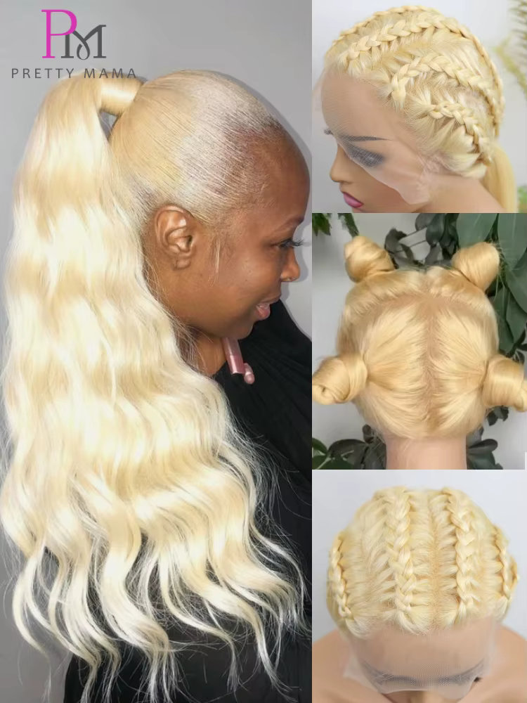Perruque frontale en dentelle transparente 360 13x4 13x6 613 blond miel, perruque brésilienne ondulé