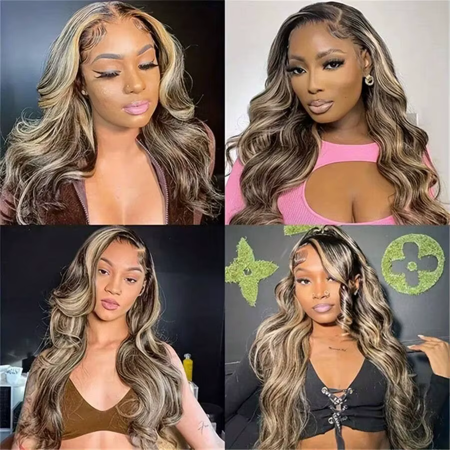 Perruque en cheveux humains 1b/27 Body Wave 13x613x4 HD Lace, avec mèches Ombré, cheveux humains vie