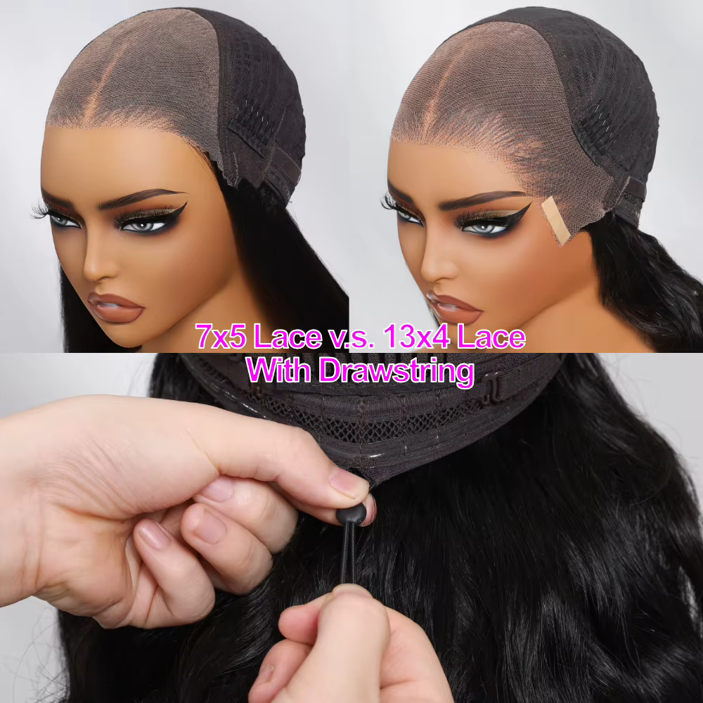 UNice cheveux Balayage met en évidence moelleux vague lâche rideau frange perruque avec cordon sans