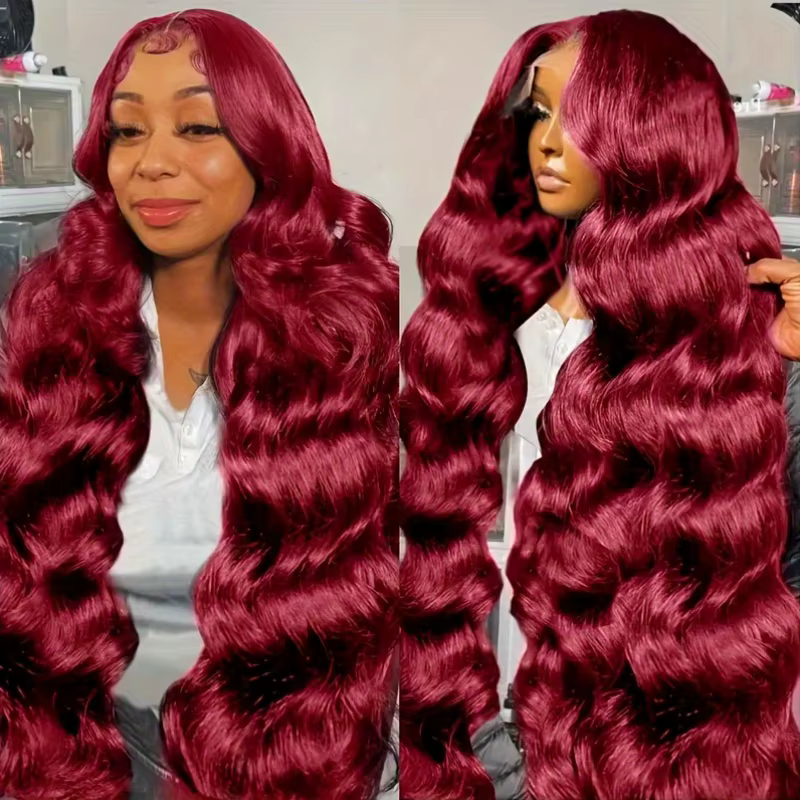 250 densité 99J bordeaux 13x6 dentelle frontale perruques de cheveux humains couleur brésilienne 30